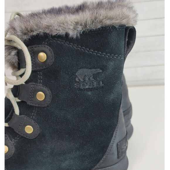 SOREL Explorer Joan Suede Winter Boots in Black/Dark Stone, sz 9 - Picture 5 of 15